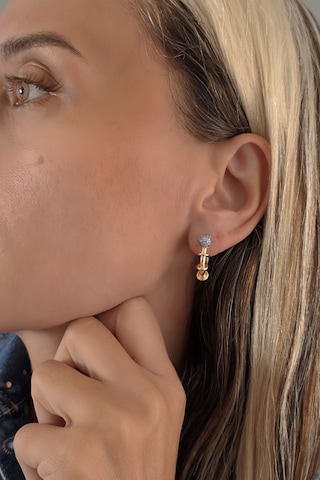 Top Figür Halka Model Altın Kaplama Çelik Küpe Gold