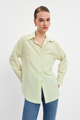 Stella Pulvis Sarı Oversize Çizgili Gömlek Sarı