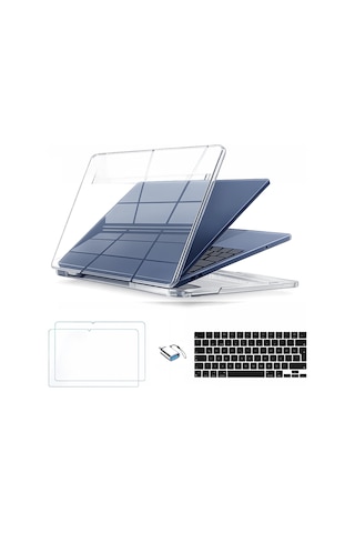 Macbook Uyumlu  Neo 13inç A18 Pro A3404 Kılıf +2adet Ekran Koruyucu +otg +klavye Koruyucu Şeffaf