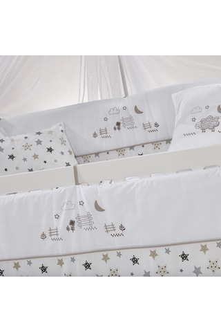 Meltem Kids Woody Anne Yanı Ahşap Sallanır Beşik 60 x 120 CM (Beyaz - Kuzu) Beyaz