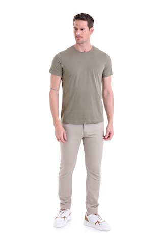 Hatemoğlu Regular Fit Pamuk Bisiklet Yaka Düz Erkek Tişört Açık Haki