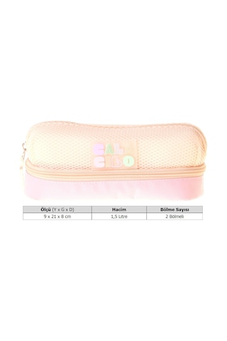 Calacilo K-pop Pink Kız Çocuk Pembe Renkli İki Gözlü İlkokul Kalem Çantası Kalemlik - C4109