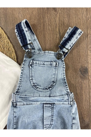 Bebicix Salopet Likralı Badili Kot Bebek Takım Beyaz