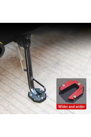 Gümüş Semetal Motosiklet Standı Ayak Uzatma Yan Standı Destek Pedi Uzatma Plakası Elektrikli Bisiklet Yan Park İçin