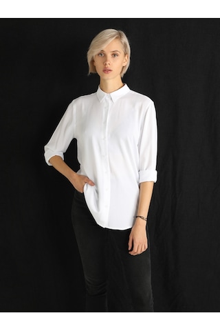 Colin's Basic Regular Fit Kadın Beyaz Uzun Kol Gömlek CL1050927_Q1.V1_WHT Beyaz