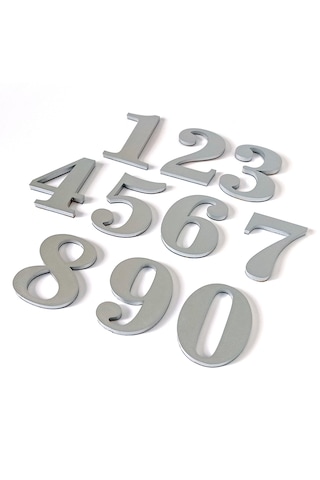 Gendec Kapı Numarası 7Cm No:6 Metalik Gri Kendinden Yapışkanlı Nu