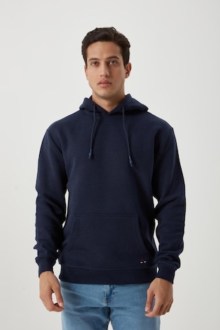 Polostate Erkek Kapüşonlu Kanguru Cep 3 İplik Sweatshirt Lacivert