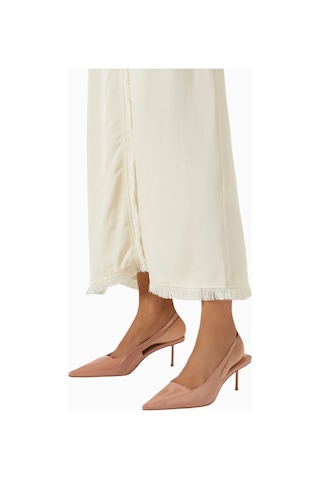 Femme La G55 Kahverengi Vegan Süet, Slingback Sivri Burunlu 55mm, Kitten Topuklu Ayakkabı