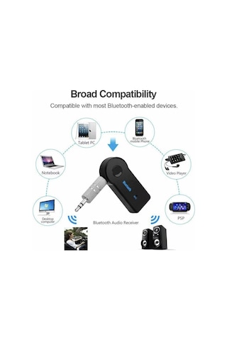 Kablosuz Bluetooth Aux Kiti 3.5 Mm Stereo Ses Alıcısı, Araç Ve Ev Ses Sistemleri Uyumlu Adaptör