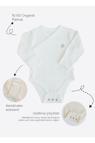 Kitikate Organik New Basic Uzayan Kruvaze Uzun Kol Body Ekru Ekru