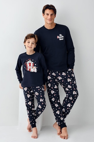 Roly Poly Erkek Aile It's Movie Time %100 Pamuk Uzun Kollu Pijama Takım Lacıvert