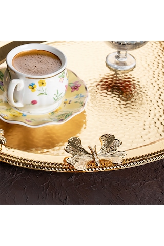 Porsima 3252 2li Gold Paslanmaz Çelik Kahve Servis Sunum Tepsisi