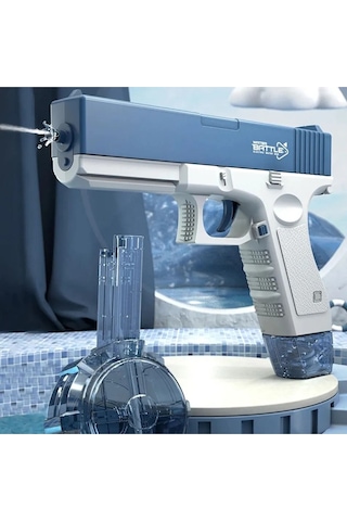 Elektrikli Otomatik Atış Yapan Su Tabancası 10 Metre Menzilli 500 Ml. Depolu 20 Cm. - Mavi Mavi
