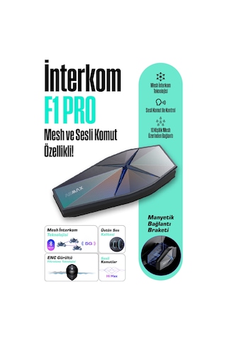 F1 Pro Mesh Ve Sesli Komut İnterkom Stellar Grey