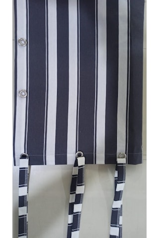 Ceylan Home Balkon Perdesi Kuş Gözü Ölçü Seçenekli Gri Beyaz Çizgili Gri