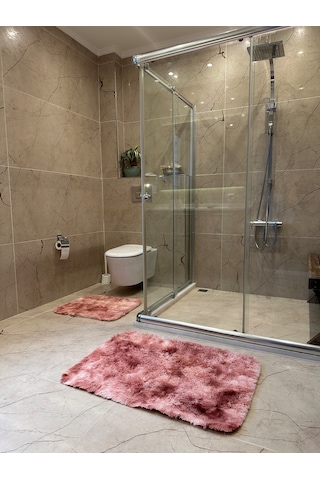 Batik Tavşan Somon Kaymaz Tabanlı 2'li Banyo Halısı Seti Batik Tavşan Somon Kaymaz Tabanlı 2'li Banyo Halısı Seti