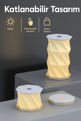 Katlanabilir Kağıt Lamba Sıcak Işık, Kademesiz Kısılabilir