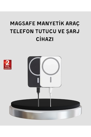 Magsafe Uyumlu Kablosuz Powerbank Güçlü Mıknatıs, Hızlı Şarj, Kompakt Tasarım