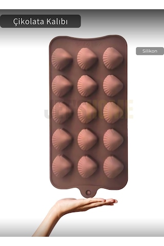Jet's Home Midye Desen Çikolata Kalıbı Bpa Free Buz Kalıbı Silikon Tatlı Kalıbı Yapışmaz Kalıp Kahverengi