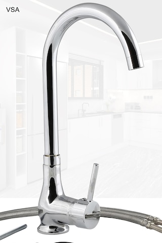 Ağır Gövde Rustik Mutfak Eviye Bataryası Krom Lavabo Delta Musluk Garanti Krom