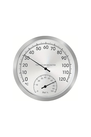Topshop1 Anjkflur Simli 12.7 Cm Paslanmaz Celik Termometre Higrometre Fahrenheit Selcius Ic Dis Mekan