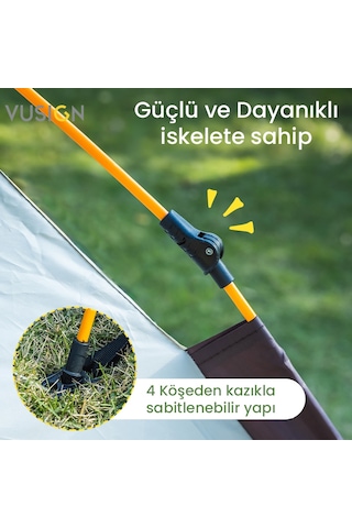 Vusıgn Otomatik Kamp Çadırı 2-3 Kişilik 205x205x115 Cm Kolay Kurulum Suya Dayanıklı Kamp Çadırı Vs4002-gn Yeşil