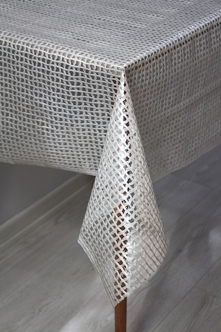 Pvc Şeffaf Kaplama Silinebilir Masa Örtüsü Örgü Hasır Altın