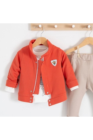 3-18 Ay We Are Ceketli 3'lü Erkek Bebek Takımı Kiremit Kiremit