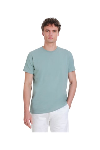 Hatemoğlu Mavi Regular Fit Bisiklet Yaka Pamuklu Tişört 1996529 Mavi-01