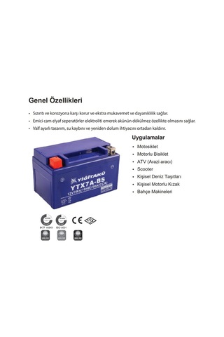 12 V 7 Ah Amper Ytx7a Bs Yiğit Akü Motosiklet Aküsü