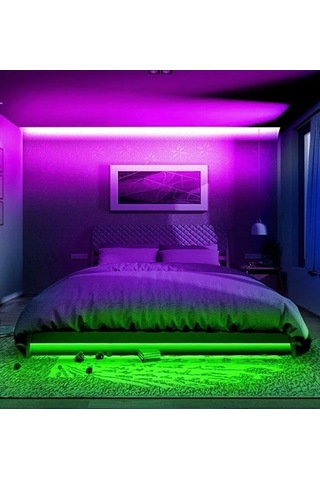 Rgb Serit Isik Aydinlatma 5 Metre Led Animasyonlu Tak Çalistir Kumandali Trafolu