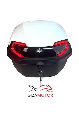 Işıklı + Sırt Dayamalı 33 Litre Motosiklet Çantası Beyaz