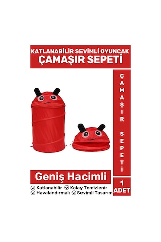 Premium Hafif Kompakt Geniş Hacimli Katlanabilir İlgi Çekici Çocuk Sevimli Oyuncak Çamaşır Sepeti Çok Renkli