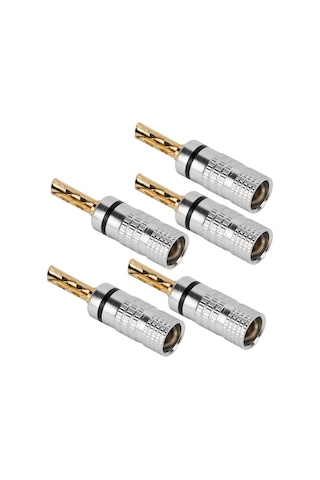 Mufunye J.10054 4mm Gümüşe Sarılmış Dişli Muz Soketi - Kaynaştırma Olmayan Hoparlör Bağlantısı, Sert Tutma Ve Ses Kalitesi Sağlar, 5 Adet Siyah
