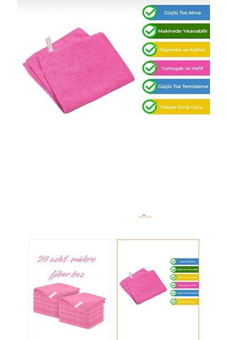 Kapital Plastik Temizlik Bezi Mikrofiber 20 Li Pembe