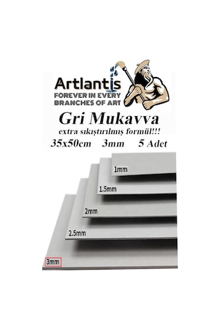 Mukavva Gri 3 mm 35x50 cm 5 Adet Sert Karton Ekstra Sıkıştırılmış 35*50 Mukavva Gri Renkli 5 Adet