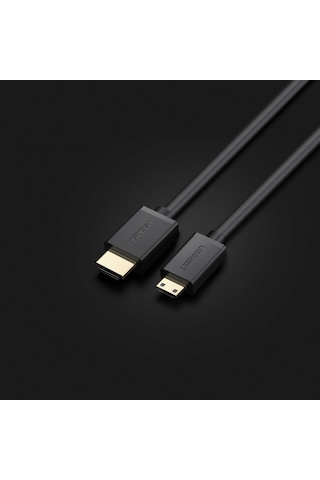 Ugreen Mini HDMI to HDMI 4K Görüntü ve Ses Aktarım Kablosu 30 AWG Altın Kaplama Konnektör 1.5 Metre Siyah 11167