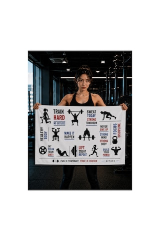 Sporcu Havlusu 2 Adet 50x100-75x150 Mikrofiber 350 Gr Pamuklu Süper Emici Havlu Çok Renklisiyah Beyaz