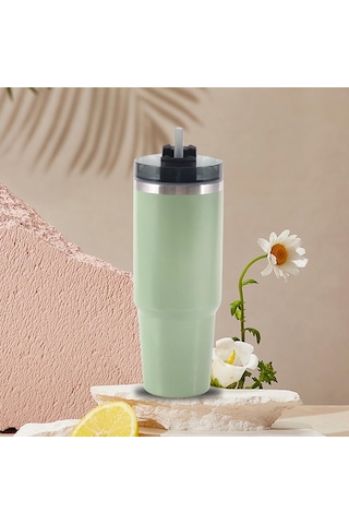 Suntek Magideal Hasır Ve Kapaklı Su Bardakları Paslanmaz Yeşil-30oz