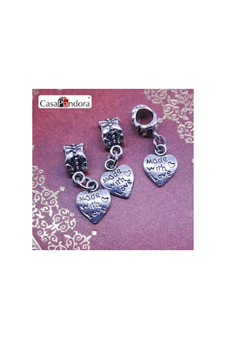 'made With Love' Charm, Charm Bileklik Uyumlu Gümüş Gümüş