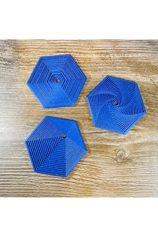 3d Baskı Super Fidget Coaster Seti - Altıgen Desenli Bardak Altlığı Ve Tutucu-mavi