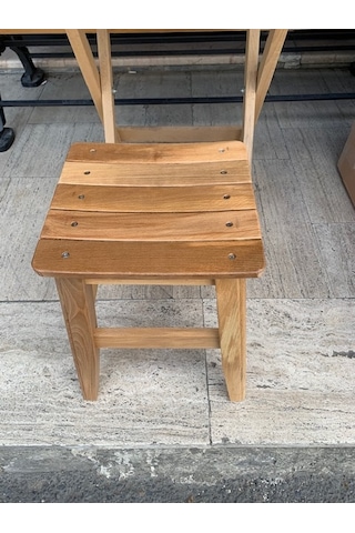 Ahşap Tabure 40 cm Gürgen Ağacından Naturel Kayın Renk