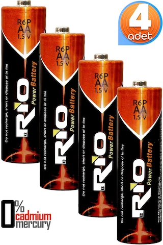 Rio 4lü Aa R6p Kalın Kalem Pil Saat Pili Çinko Karbon Pil Zn-c 1.5v