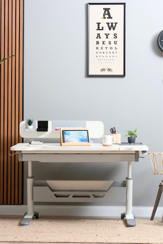 Sirius Standart Yükseklik Ve Eğim Ayarlı Çekmeceli Bilgisayar, Ofis Ve Çalışma Masası Ekru Gri Gri