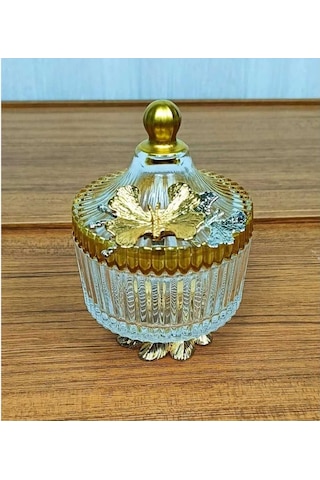 Çnr Home Collection Gold Metal Ayakli Kapakli Kelebekli - Şekerli - Sunumluk - Çerezlik Gold