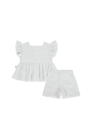 Civil Baby Brodeli Şortlu 6-18 Ay Takım - Ekru
