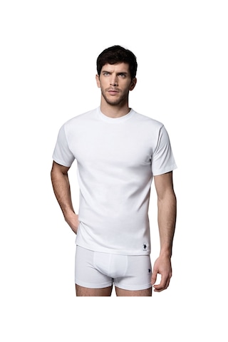 U.S. Polo Assn. U.s Polo Assn. 80196 Erkek 2 Li Yuvarlak Yaka Kısa Kol Atlet-beyaz Beyaz