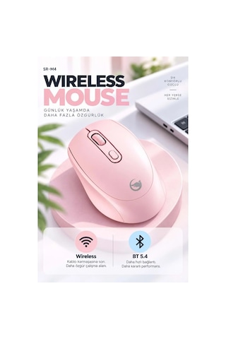 Sprange Sr-m4 Kablosuz & Bluetooth 5.4 Şarjlı Mouse Pembe Standart