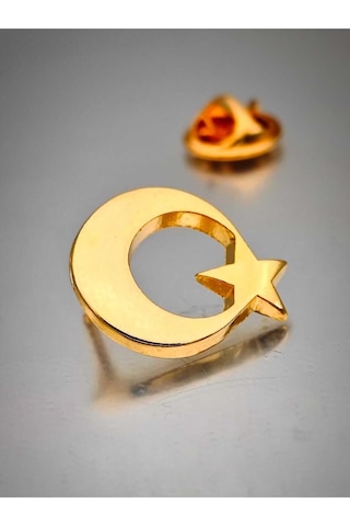 Yörük Tasarım Ay Yıldız Yaka Rozeti Altın Kaplama Altın