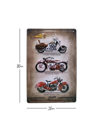 Cajuart Indian Üç Motor Temalı 20X30 Cm Metal Plaka Metal Tablo